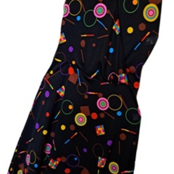 Vtg 70s Black Pink Geometric Halter Maxi Dress 2 - Picture 5 of 9